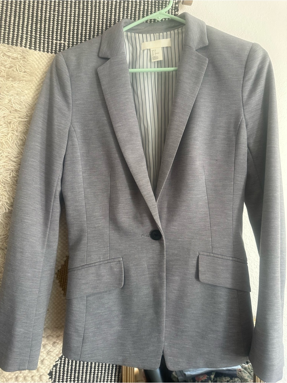 Women's Gray Single-Button Tailored Blazer
